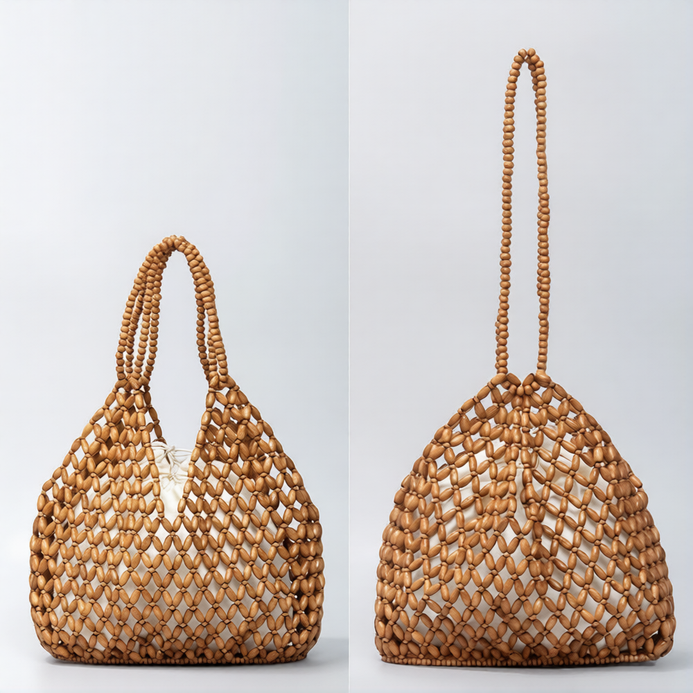 Simple Wooden Bead Handbag - Versatile Summer  Women's Shoulder Bags