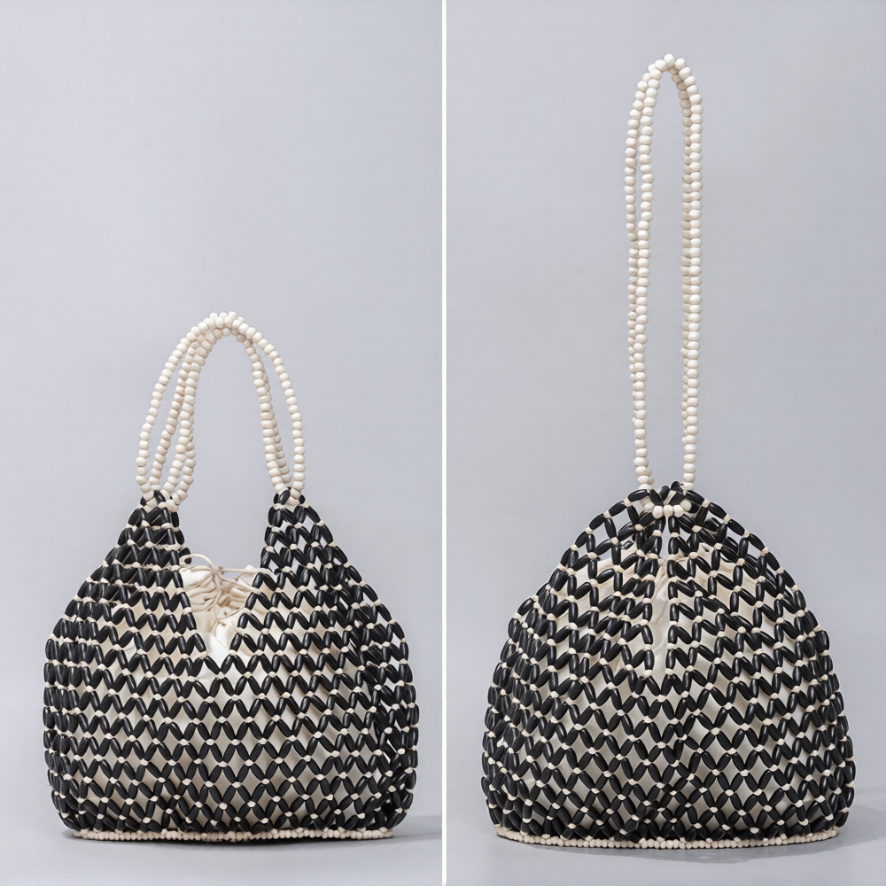 Simple Wooden Bead Handbag - Versatile Summer  Women's Shoulder Bags
