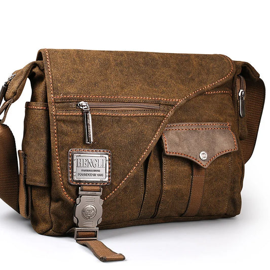 Men Canvas Multifunction Crossbody Bag - Retro Messenger Bags