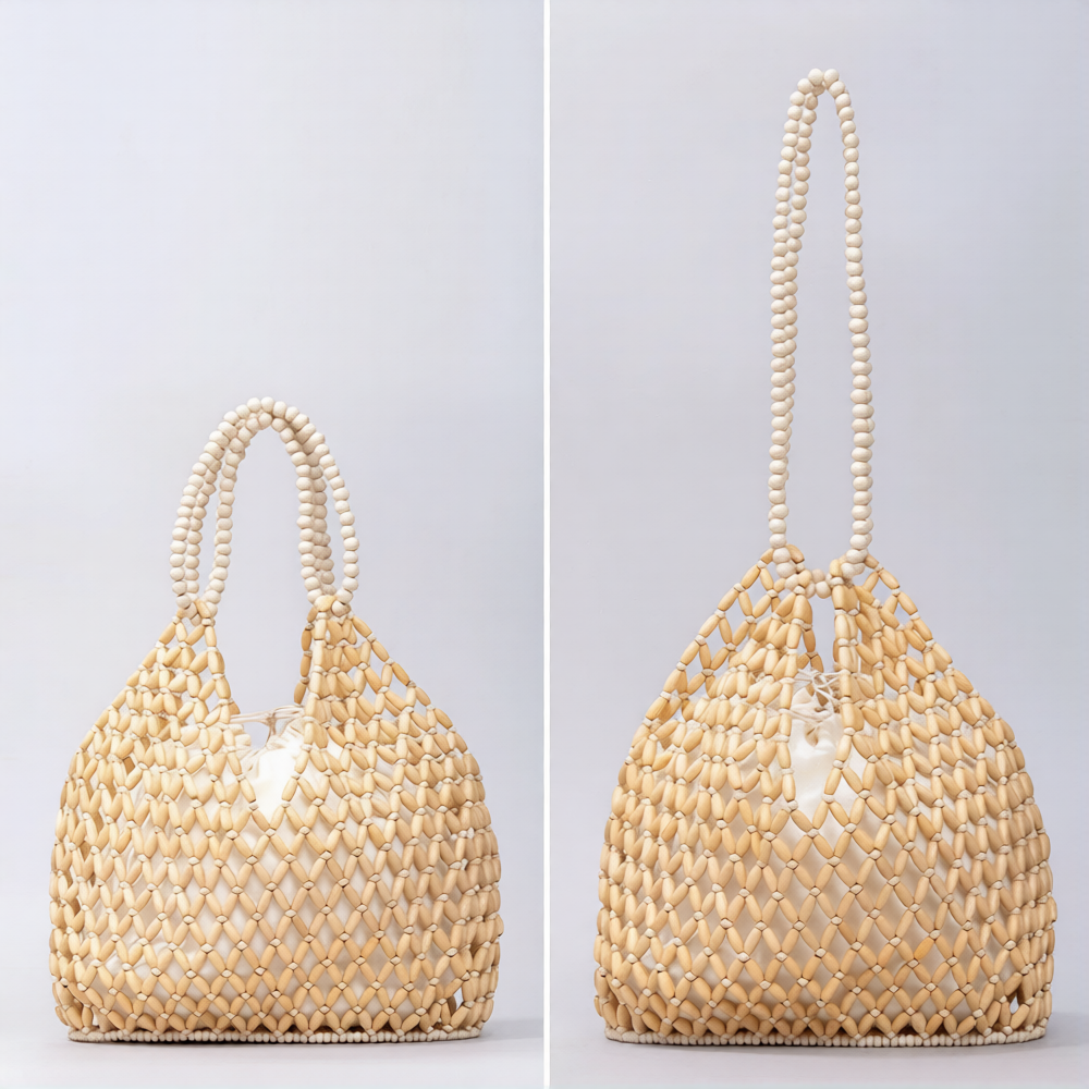 Simple Wooden Bead Handbag - Versatile Summer  Women's Shoulder Bags