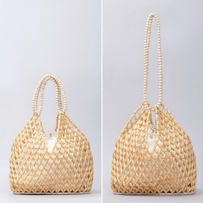 Simple Wooden Bead Handbag - Versatile Summer  Women's Shoulder Bags