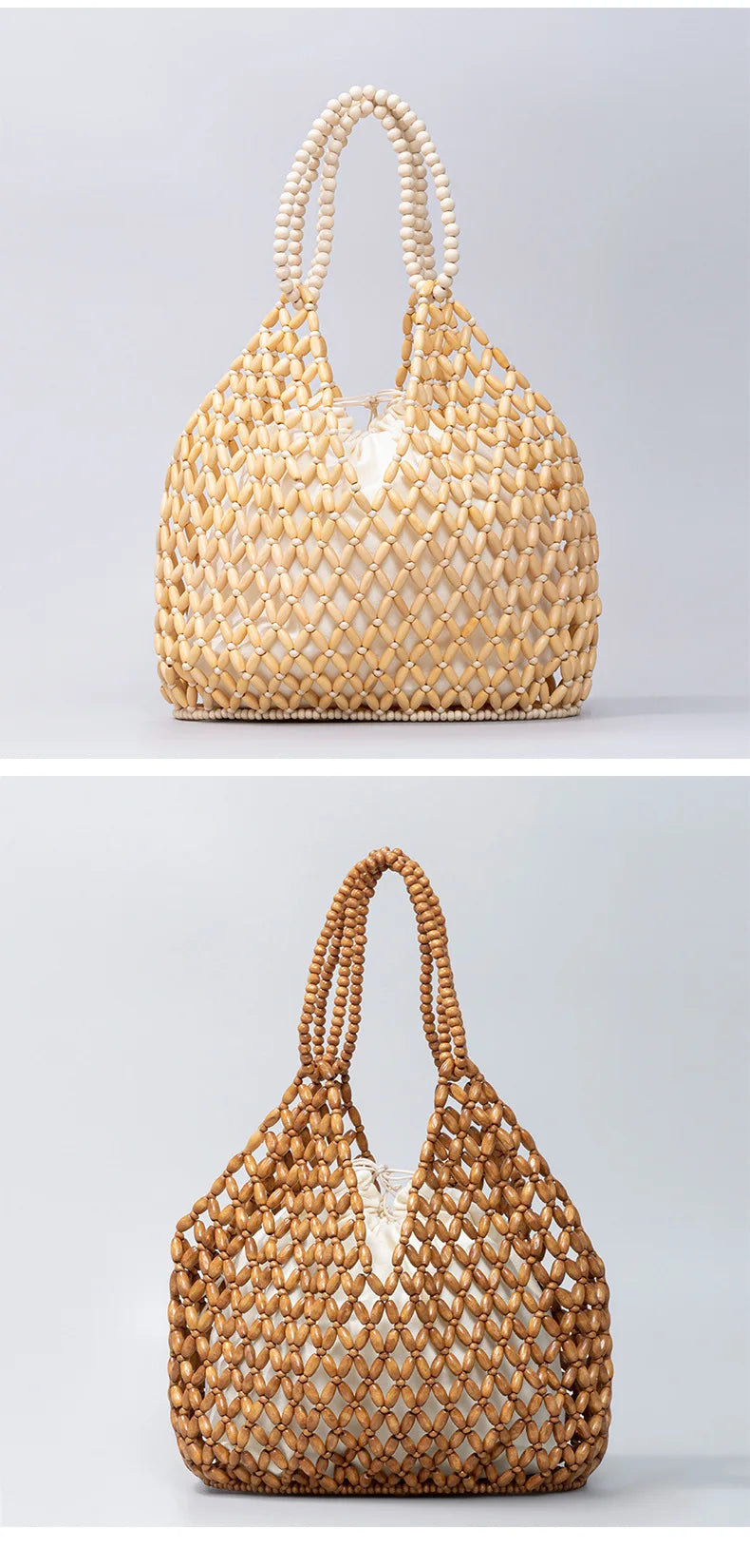Simple Wooden Bead Handbag - Versatile Summer  Women's Shoulder Bags