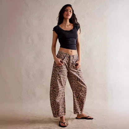 Women's Cotton Denim Barrel Jeans Cropped