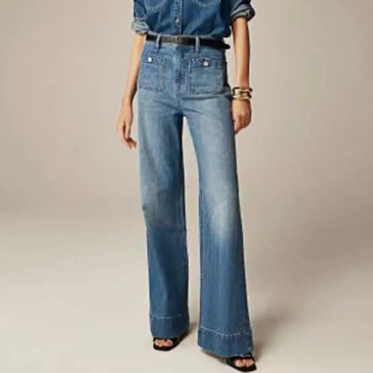 Women High Waist Loose Fit Straight Wide Leg Jeans