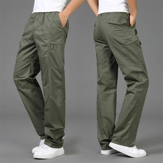 Casual Cotton Straight Leg Pants- Comfortable Trousers