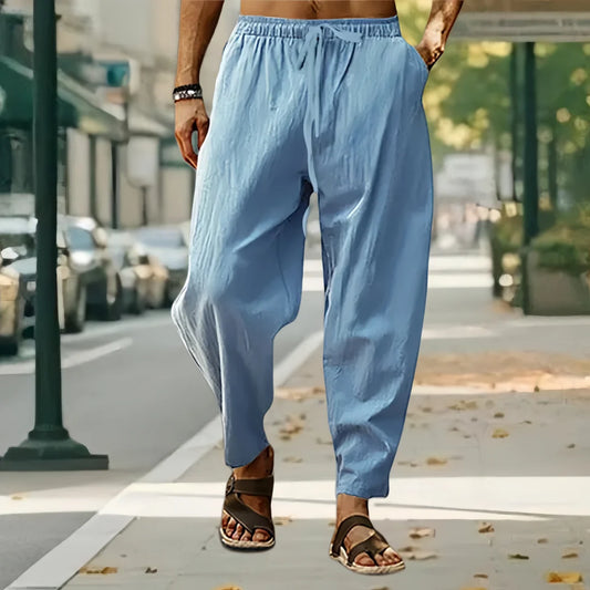Men's Cotton Linen Draw String  loose fit Casual Pants
