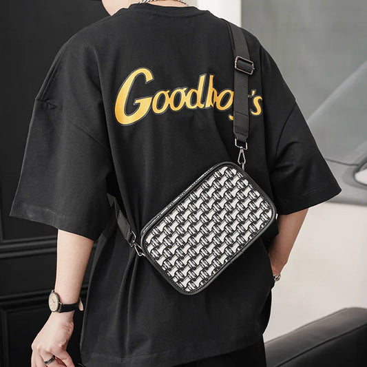 Unisex Crossbody Jacquard Canvas Bag - Small Shoulder Bag