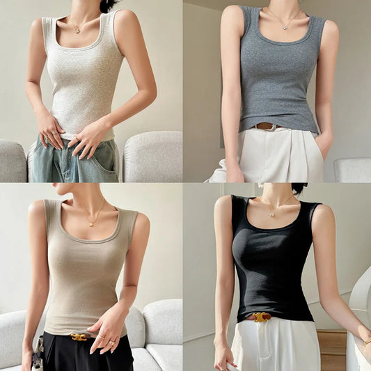 Women's Pure Cotton Built in Bra Cami Top