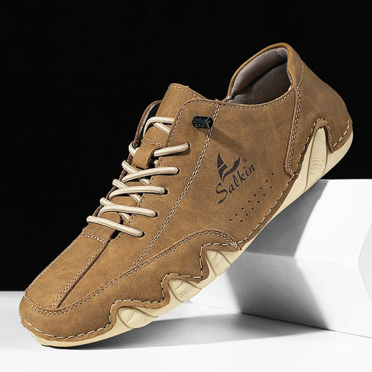 Handmade Leather Casual Men's Shoes - Slip On Sneakers