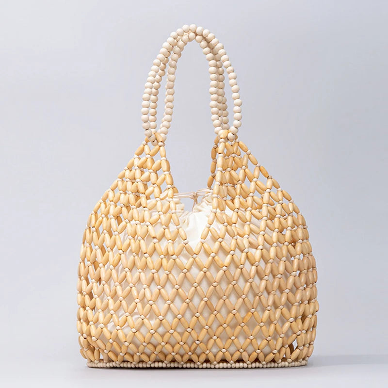 Simple Wooden Bead Handbag - Versatile Summer  Women's Shoulder Bags
