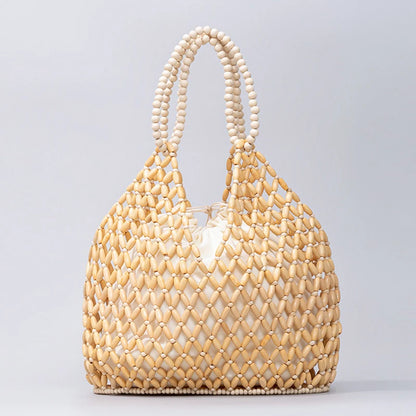 Simple Wooden Bead Handbag - Versatile Summer  Women's Shoulder Bags