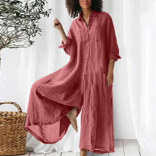 Cotton Linen Women's Jumpsuit Oversized Vintage Lounge Wear