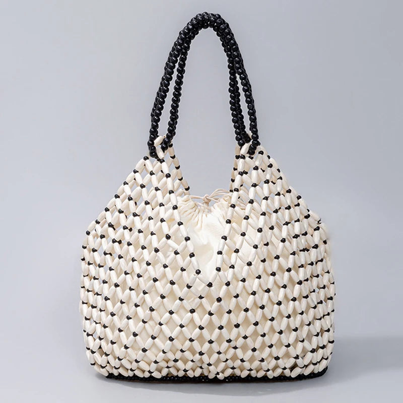 Simple Wooden Bead Handbag - Versatile Summer  Women's Shoulder Bags