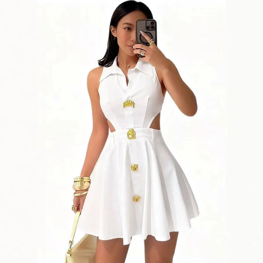Everyday Sleeveless Cutout Mini Dress - Women's Summer Skirt