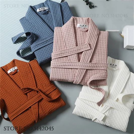 Cotton Waffle Bathrobe Lounge Wear