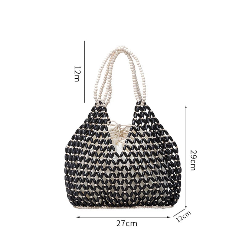 Simple Wooden Bead Handbag - Versatile Summer  Women's Shoulder Bags