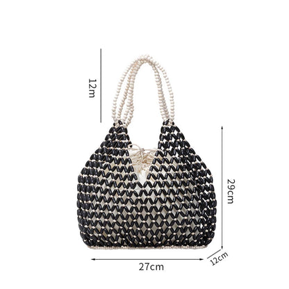 Simple Wooden Bead Handbag - Versatile Summer  Women's Shoulder Bags