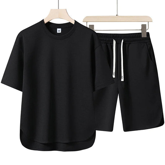 Men's  Casual Solid Color Two Piece Set