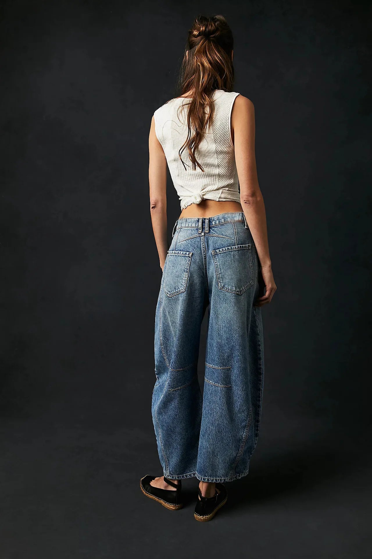 Women's Cotton Denim Barrel Jeans Cropped