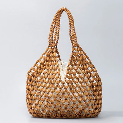 Simple Wooden Bead Handbag - Versatile Summer  Women's Shoulder Bags