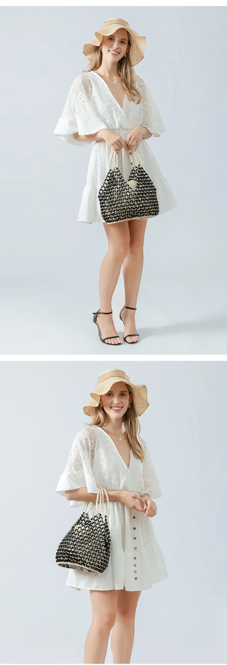 Simple Wooden Bead Handbag - Versatile Summer  Women's Shoulder Bags