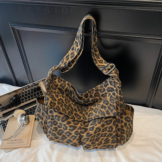 Leopard Cloth Tote Bags - Shopping Shoulder Bag for Women