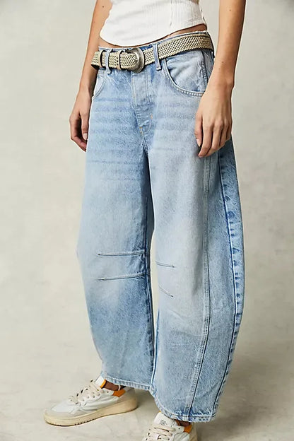 Women's Cotton Denim Barrel Jeans Cropped