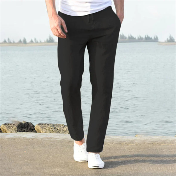 Men's Cotton Linen Casual Straight Leg Pants