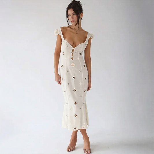 Everyday Jacquard Cut Out Sleeveless Dress - Summer Maxi Dress for Women