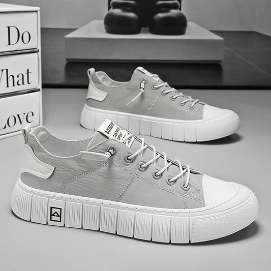 Men Breathable Canvas Slip On Sneakers Low Top